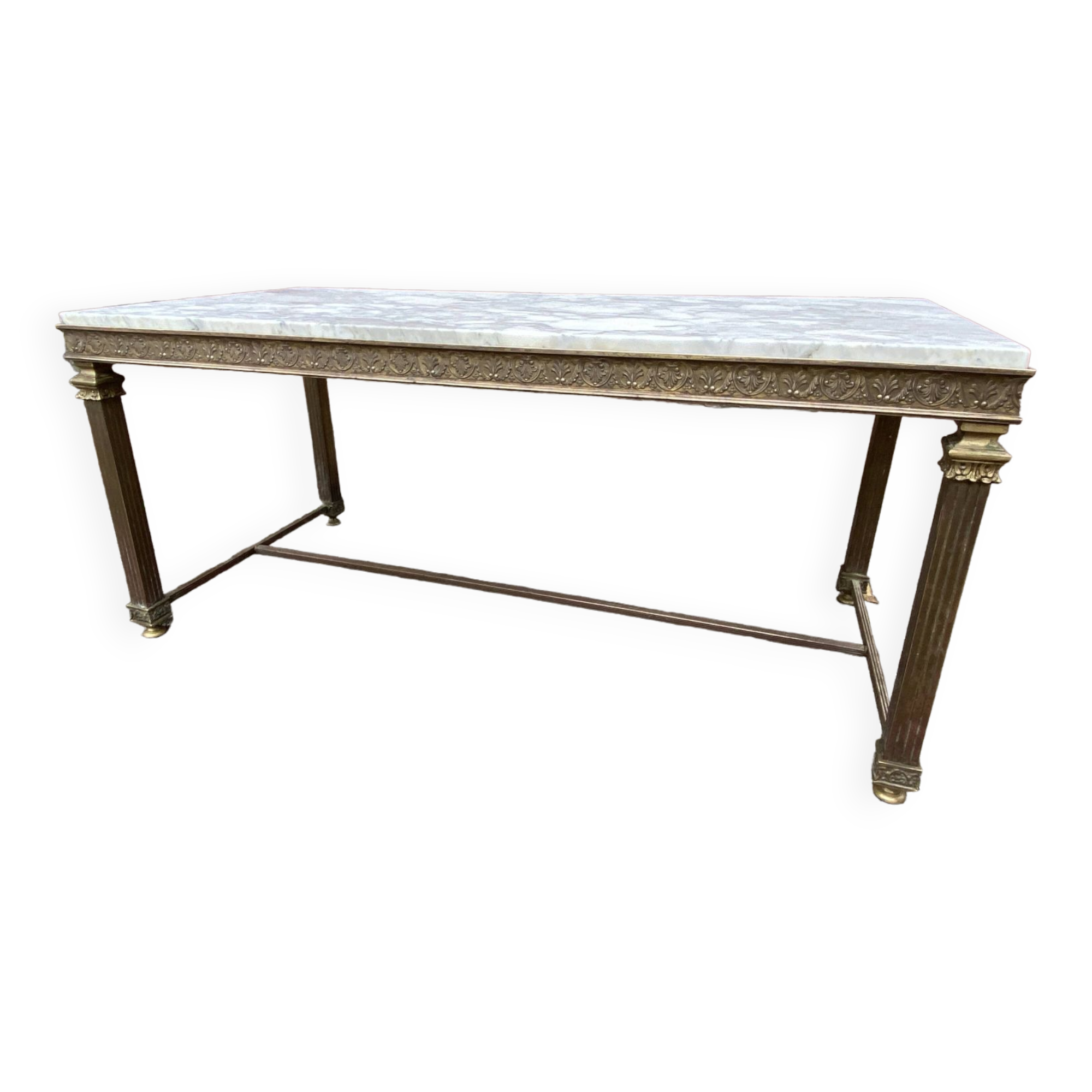 Louis xvi empire style coffee table in gilded bronze 1950