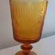 3 textured amber stemmed glasses. Vintage.