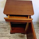 Pair of Louis Philippe style bedside tables in cherry wood.