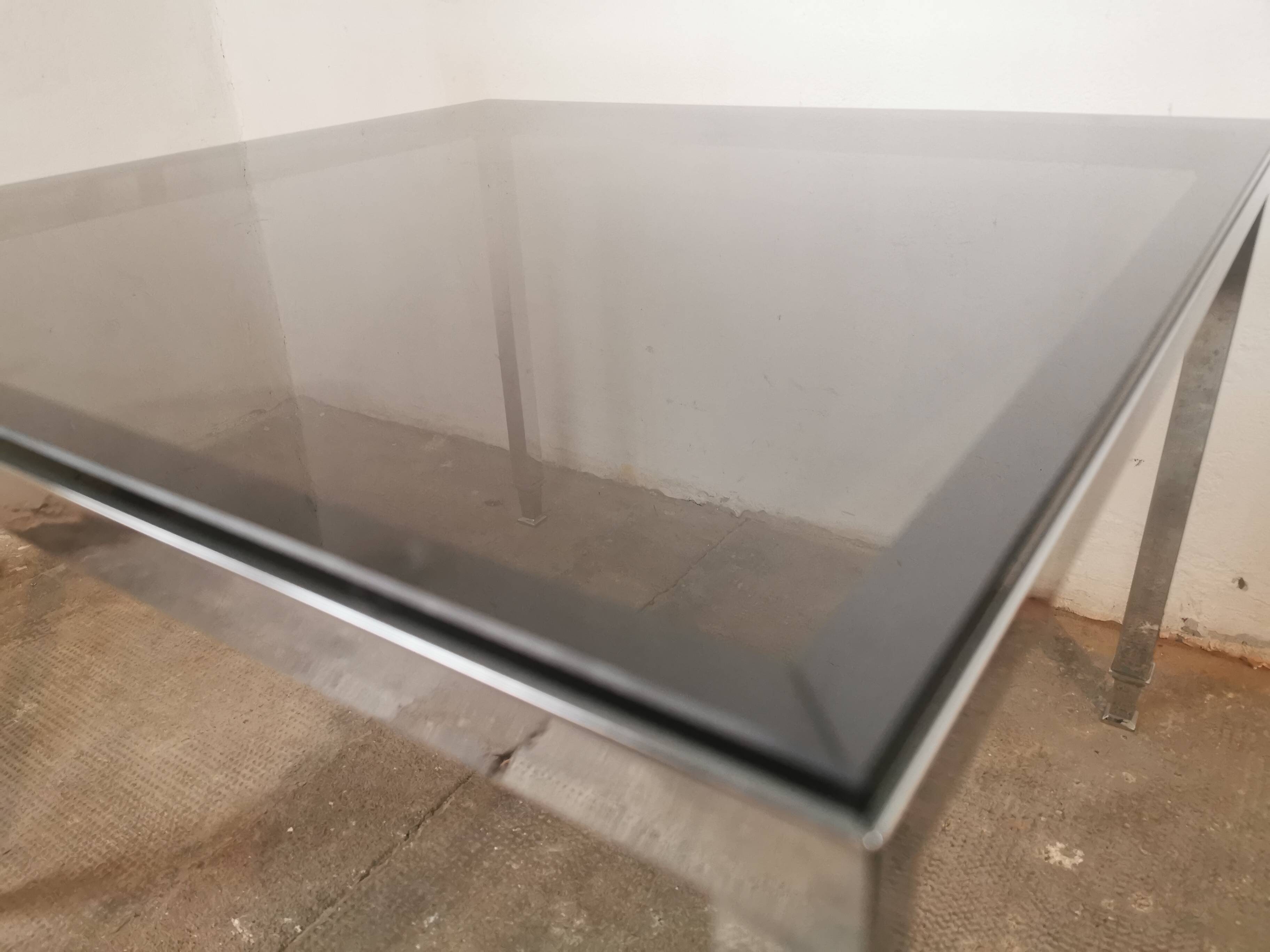 Chrome and glass coffee table 1970 Neoclassical style