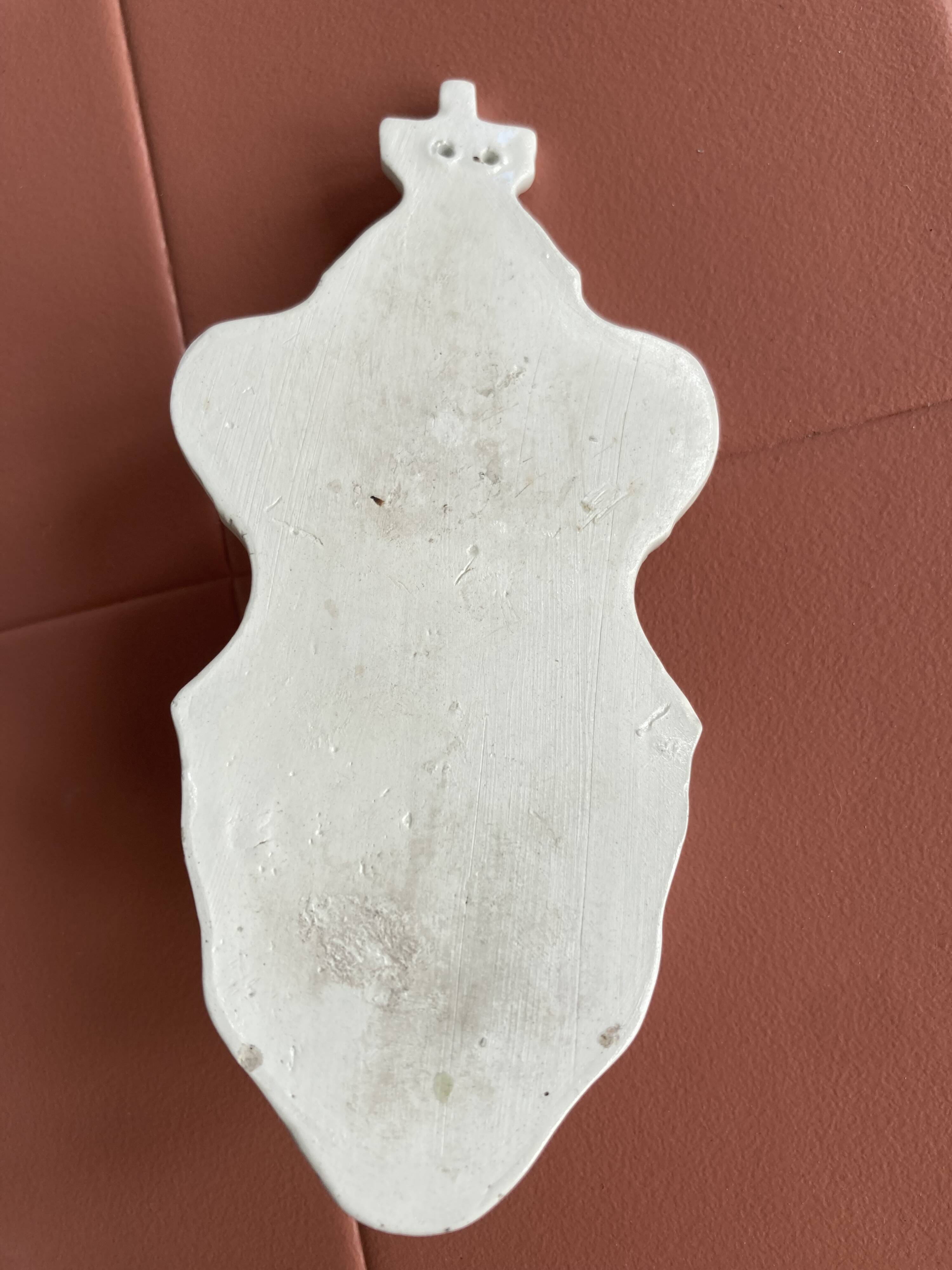 19th century porcelain angel holy water font
