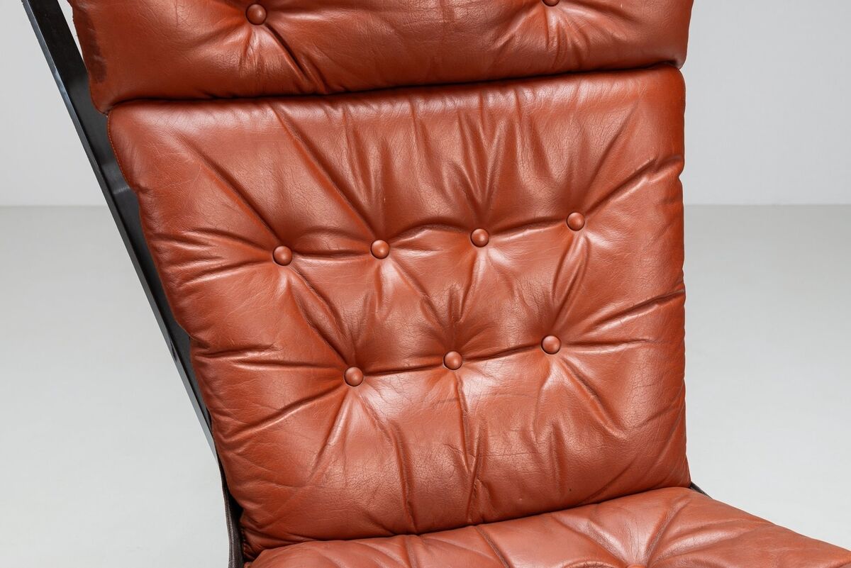 Sigurd Ressell Falcon lounge chair leather and metal Vatne Norway 1970