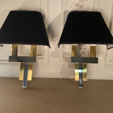 Pair of brass and chrome sconces