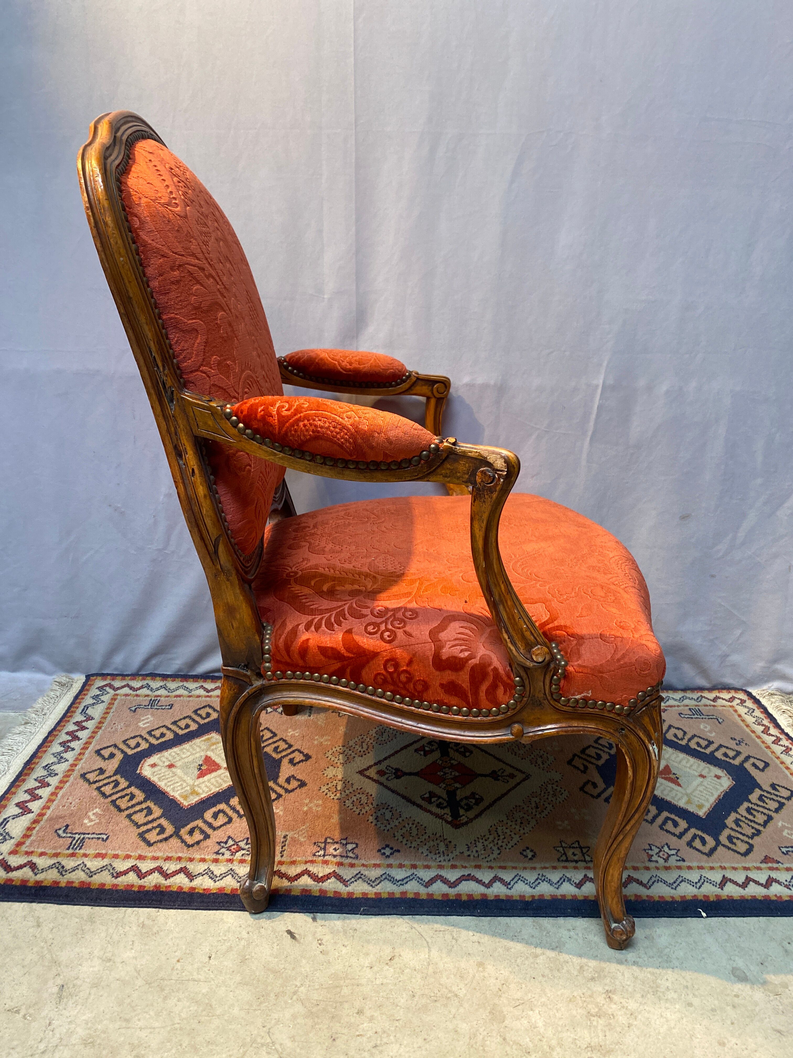 Walnut armchair louis XV