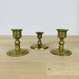 3 vintage gold brass candlesticks