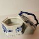 Candy box / jewelry box / empty pocket in blue ceramic, hand-painted in Thailand