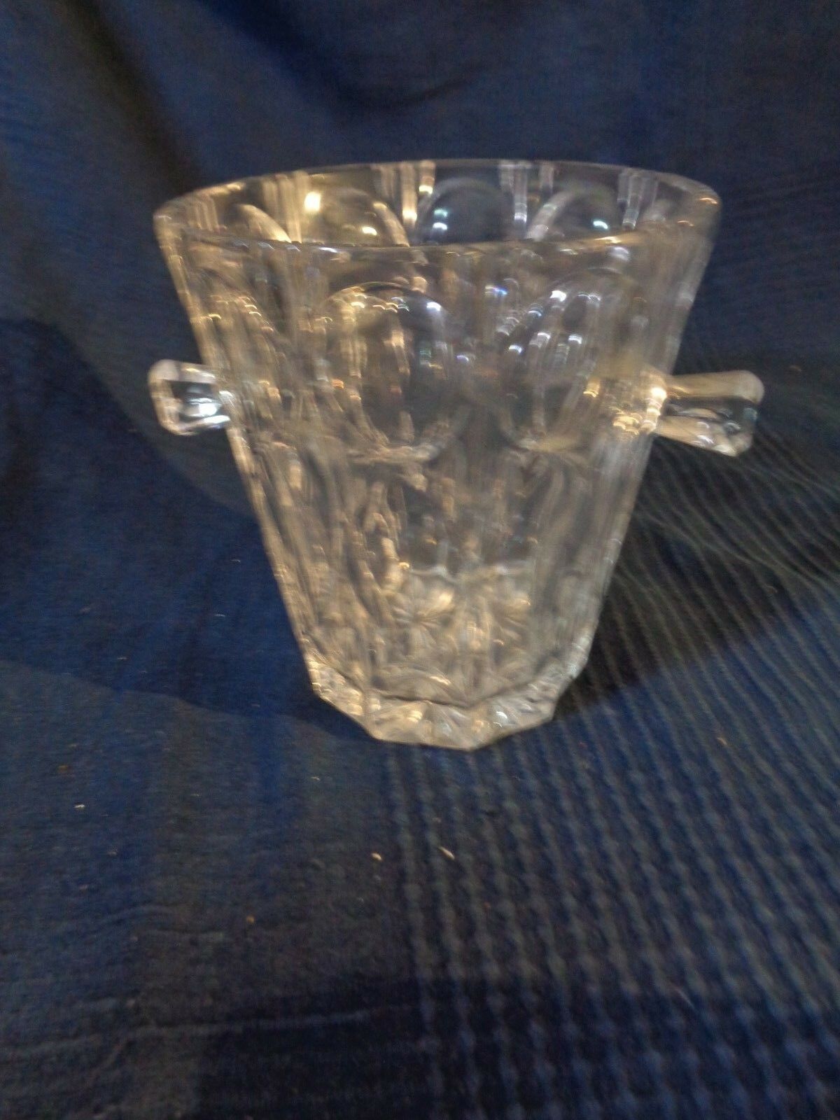 Glass ice bucket press vintage mold old diamond cut 1900