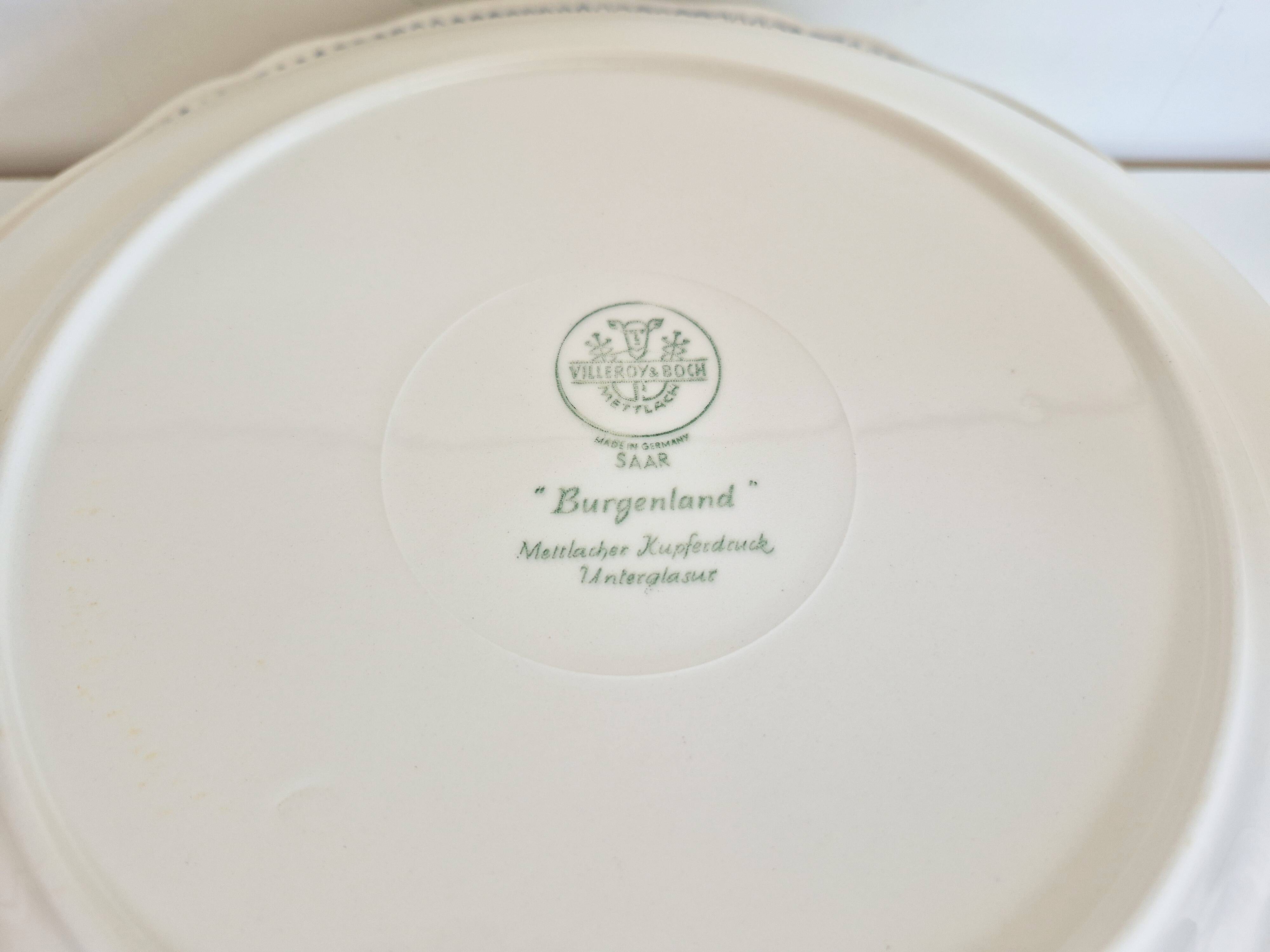 6 flat plates in porcelain by Villeroy and Boch, blue, Burgenland