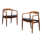 Armchairs in Elm attributed to Illum Wikkelsø for Niels Eilersen, 1950s, Set of 2