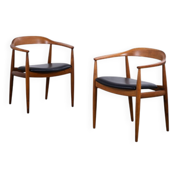 Armchairs in Elm attributed to Illum Wikkelsø for Niels Eilersen, 1950s, Set of 2