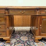 New! - Classic English Desk Partnerdesk Red Leather