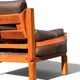 Pierre Chapo, 3-seater sofa S32 in solid elm and brown leather, 1966