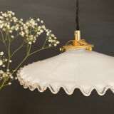 Vintage lampshade pendant light in white opaline
