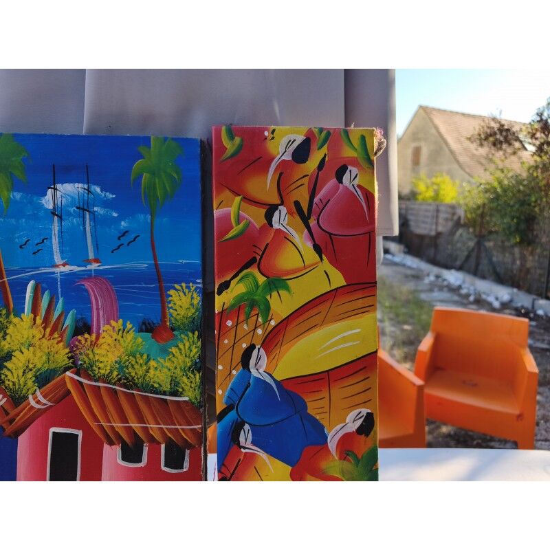 2 tableaux à l'huile sur toile haïtienne