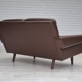 1970s, Danish 2-seater sofa, original brown leather.