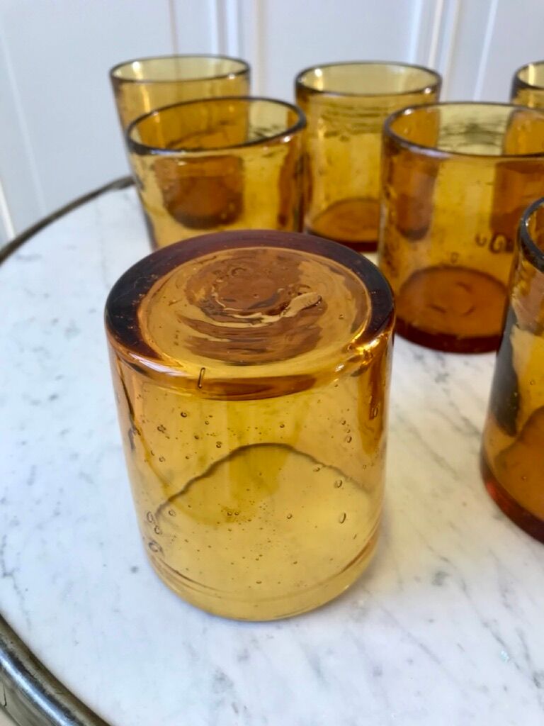 set of 9 bubbled glass water glasses from Biot 70s