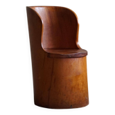 Hand-carved primitive chair made from pine logs, modern Swedish, Wabi Sabi, 1960s.