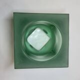 Modernist vintage square vase in frosted molded pressed glass