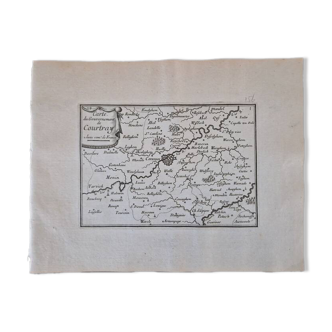 17th century copper engraving "Map of the government of Courtray" By Pontault de Beaulieu