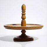 Large wooden pine cheese display stand, handcrafted, vintage 70s-80s.