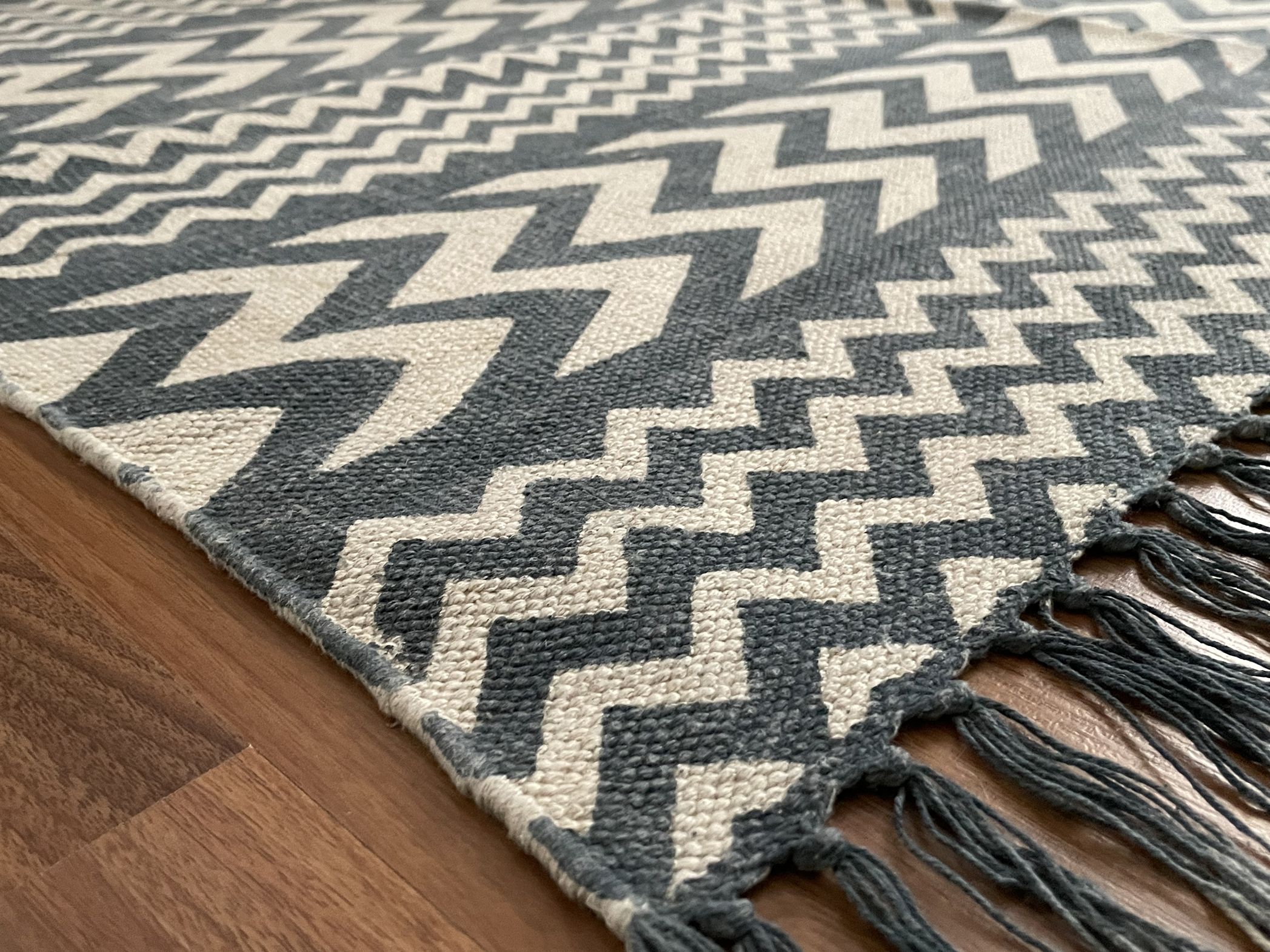 Cotton hand weaved hand block printed picnic rug