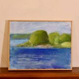 Original Swedish oil on canvas from the mid-century "Coast" vintage and framed.