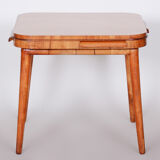 Restored Art Deco Cherry-Tree Card Table, New Varnish, Czechia, 1940s
