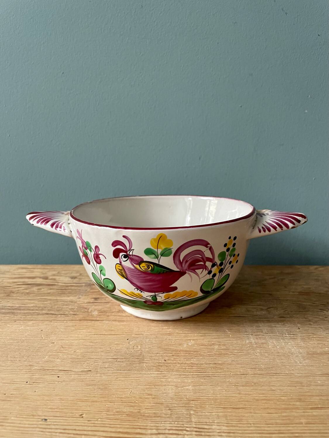 Old 19th century eared bowl, Eastern earthenware