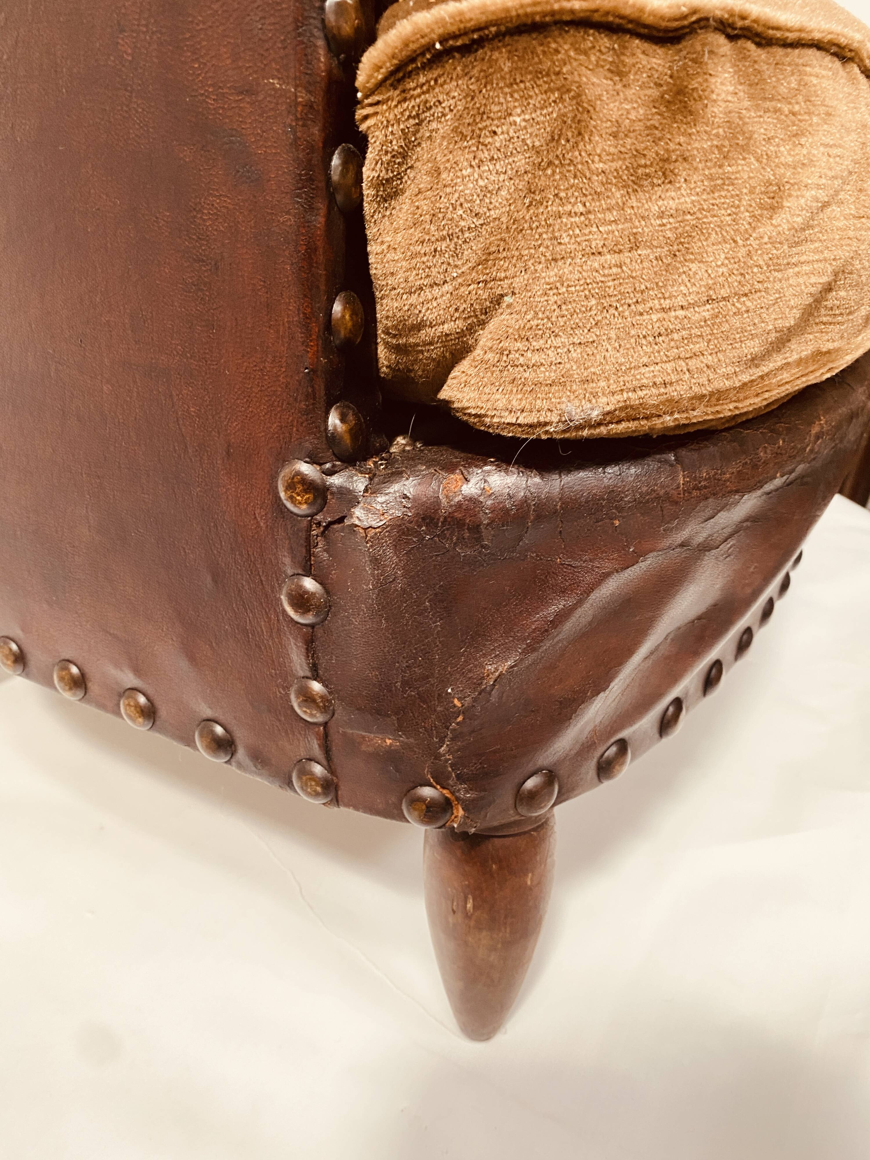 20th Century Art Deco Studded Leather Club Chair