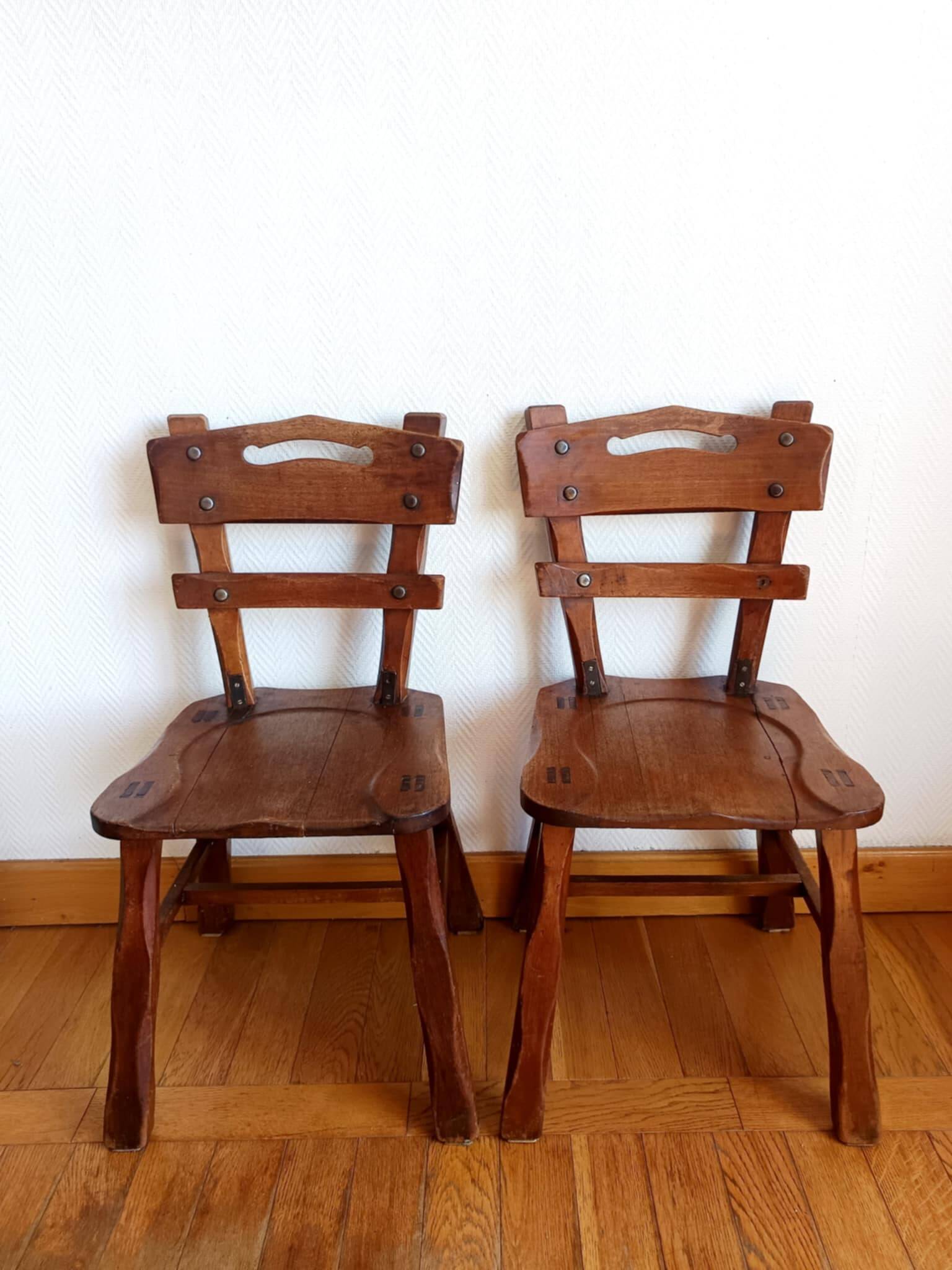 Paire de chaises brutalistes style ranch