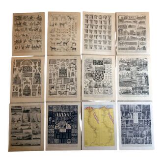 Lot de 12 lithographies originales