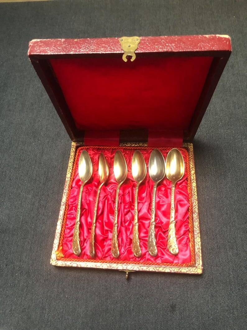 Vintage Art Nouveau Metal Teaspoons - Set of 6, France