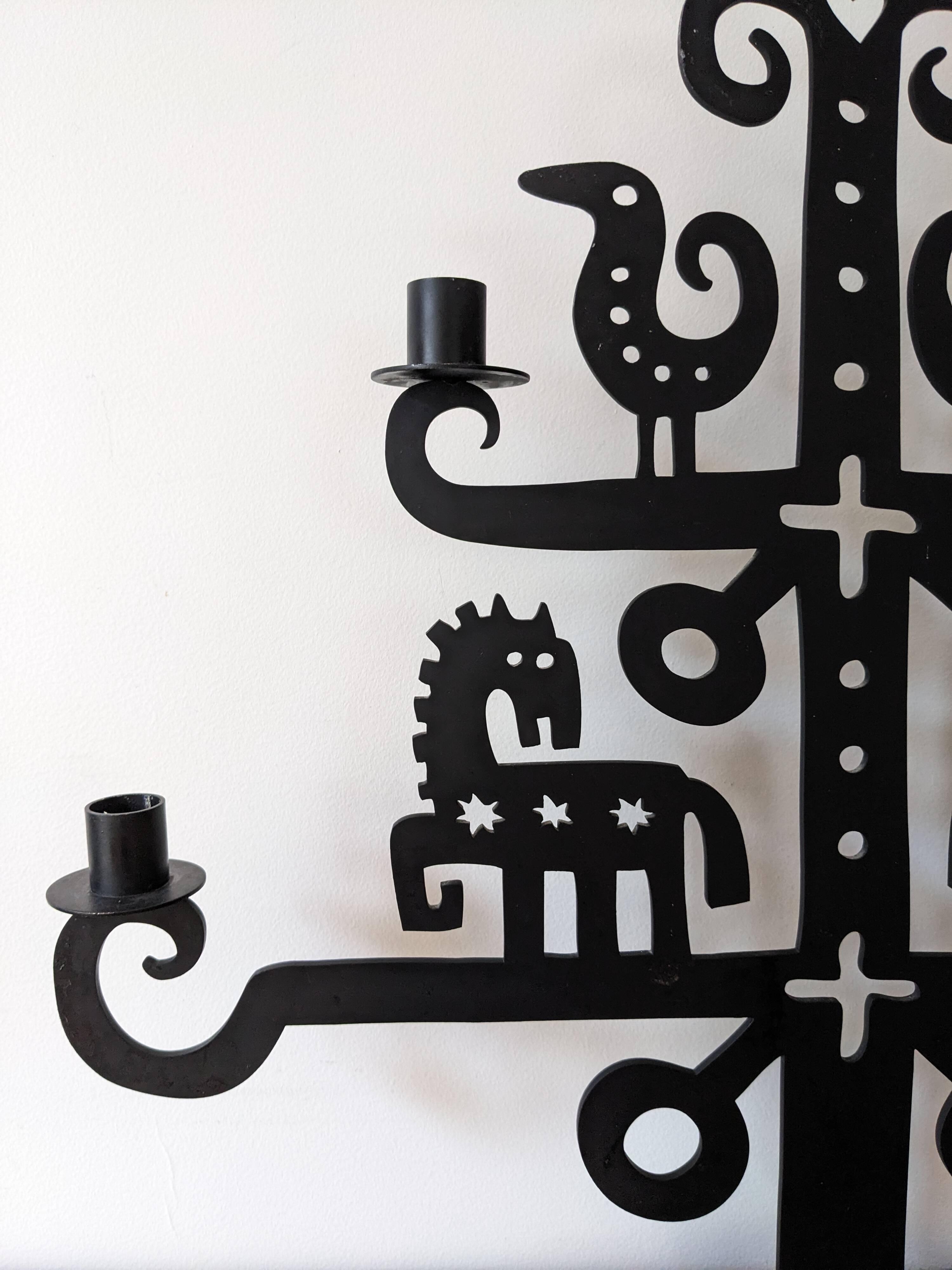 Wrought iron candlestick - height 53 cm