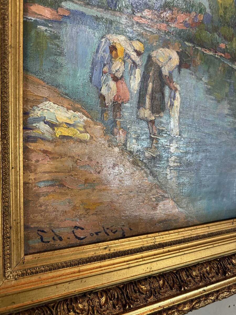 Édouard Cortes, (1882-1969), “Washerwomen”, oil on canvas