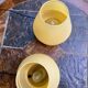 Pair of vintage yellow glass mushroom lamps SCE France
