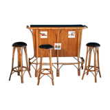Bar and rattan stools 60s