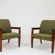Pair of vintage wild green bouclé armchairs 1970