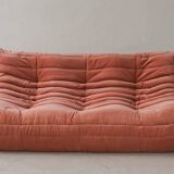 Coral corduroy Togo 3-seat & corner sofa by Michel Ducaroy for Ligne Roset