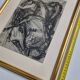 Preparatory study, charcoal sketch by Maurice de Bus – Gilded frame, 32 x 42 cm