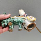 Unique "donkey" table lamp in ceramic with a harlequin pattern, Italy 1970s