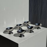Set of 6 silver metal ice cream cups with small base D9 H5.5