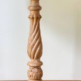 Vintage lamp carved wood and fabric