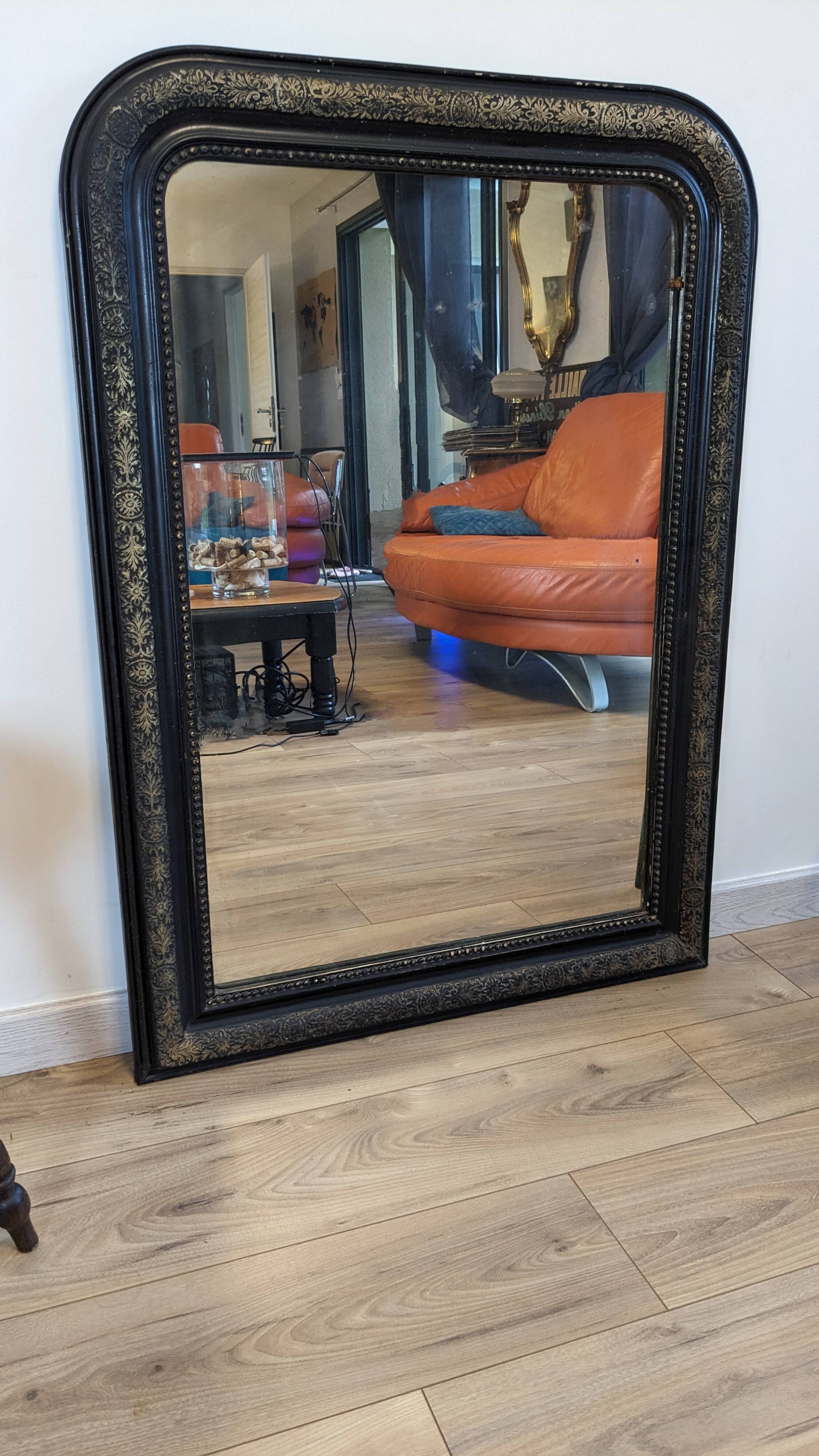 Louis Philippe black and gold mirror 108 x 77 cm