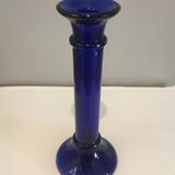 Blue glass candlestick