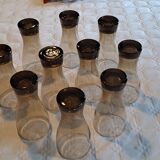 Set of 10 smoked glasses from the 60s/70s