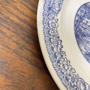 Large blue and white porcelain plate 20th art nouveau