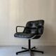 Black leather office chair and armrest by Charles Pollock for Knoll International