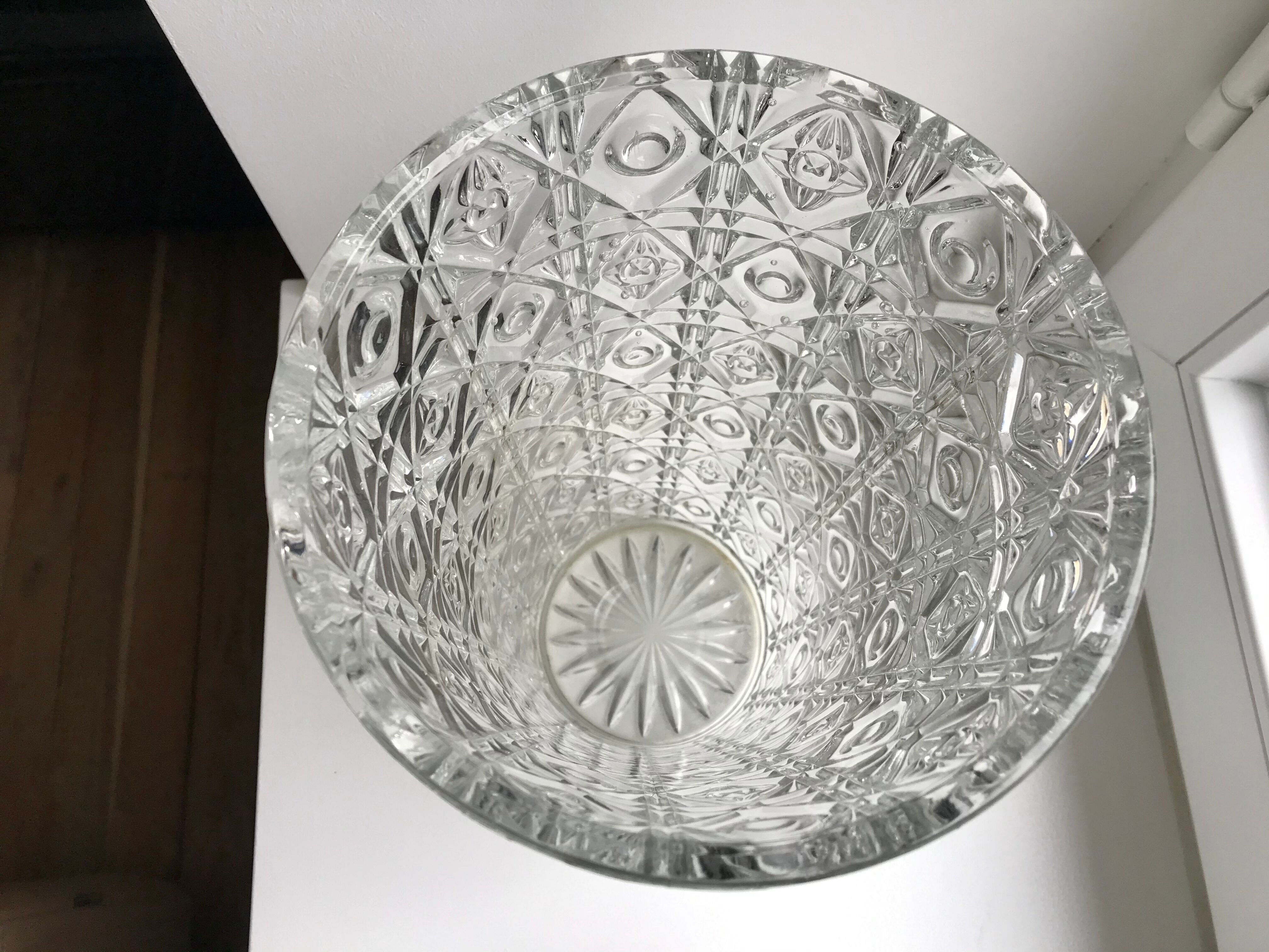 Large molded glass vase 50s art deco style