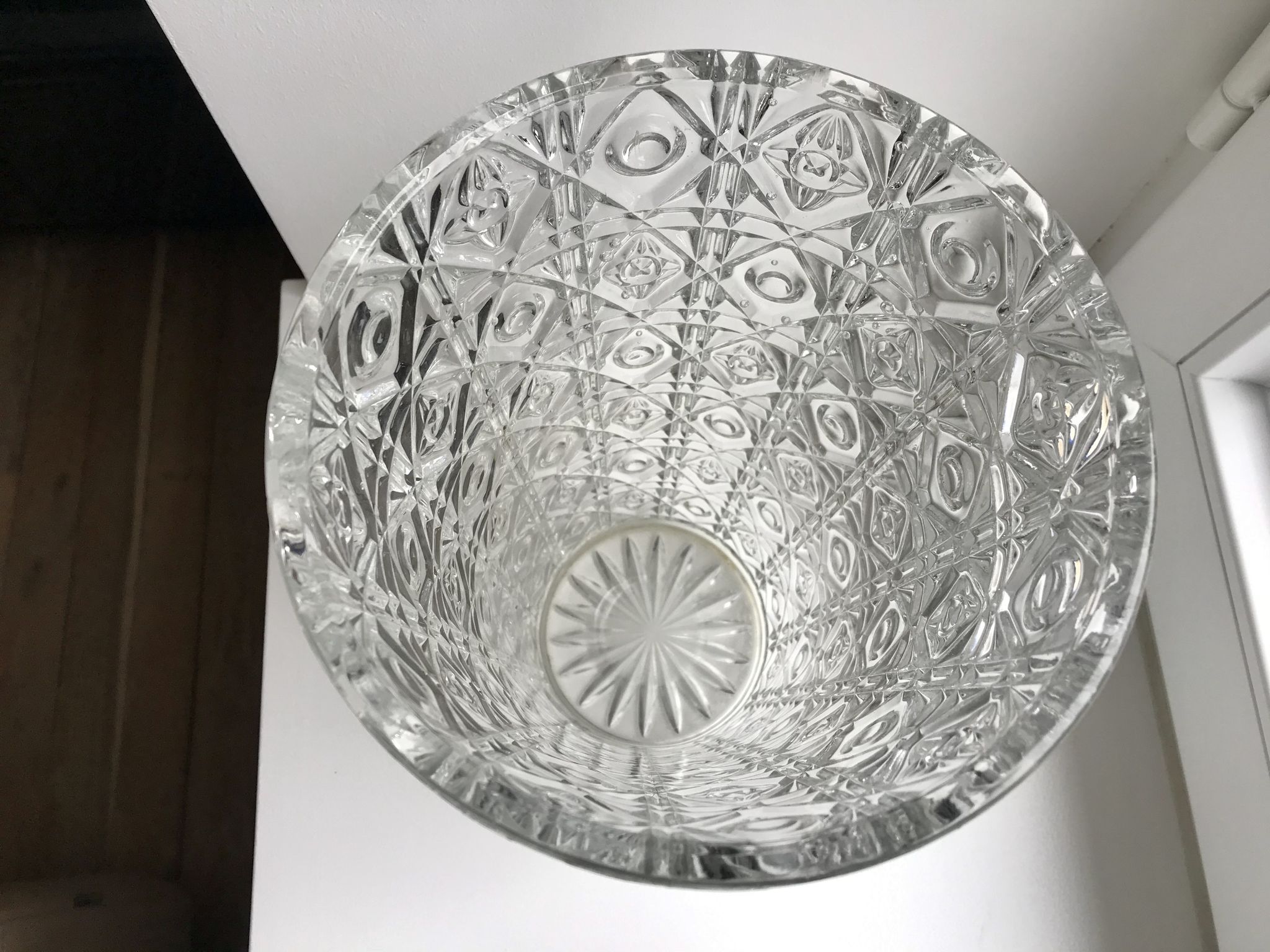 Large molded glass vase 50s art deco style