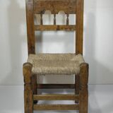 Antique wooden and straw chair, Folk Art - Spain